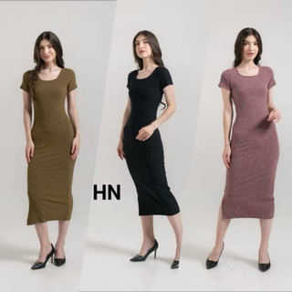[HnStoreBdg] gaun dress bahan knit premium busui nyaman santai