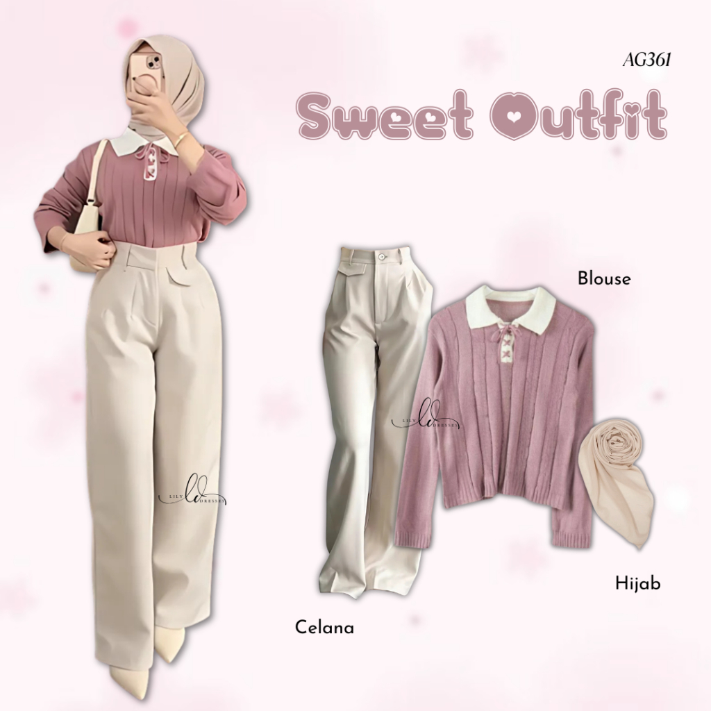 Lilydresses - 3in1 Set ชุดสไตล์เกาหลี Kekian I เสื้อกันหนาว + กางเกง + ฮิญาบ I ชุดเดียวผู้หญิงล่าสุด