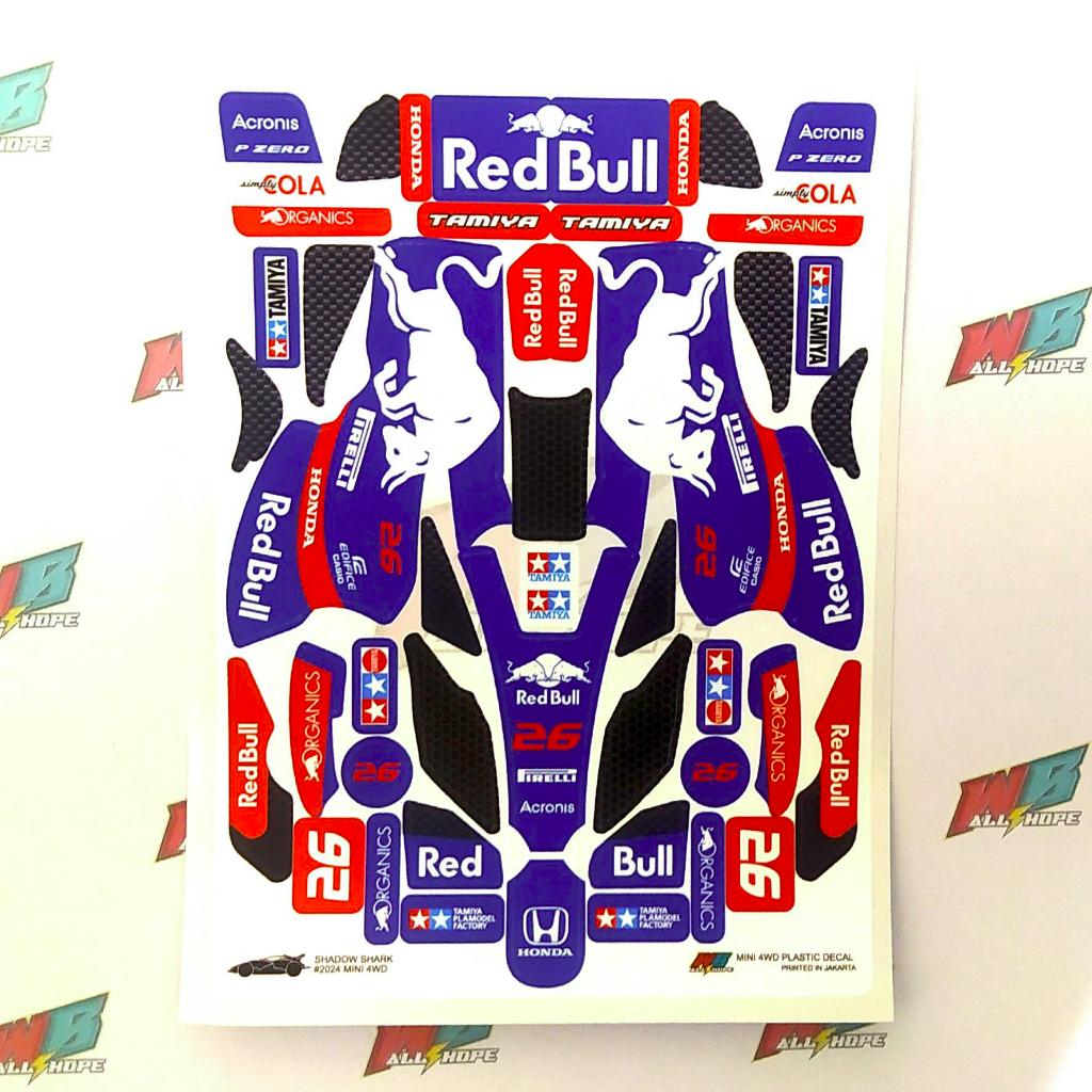 Shadow Shark Sticker - Red Bull - Blue Body - Vinyl Lam. GLOSSY GLOSSY GLOSSY