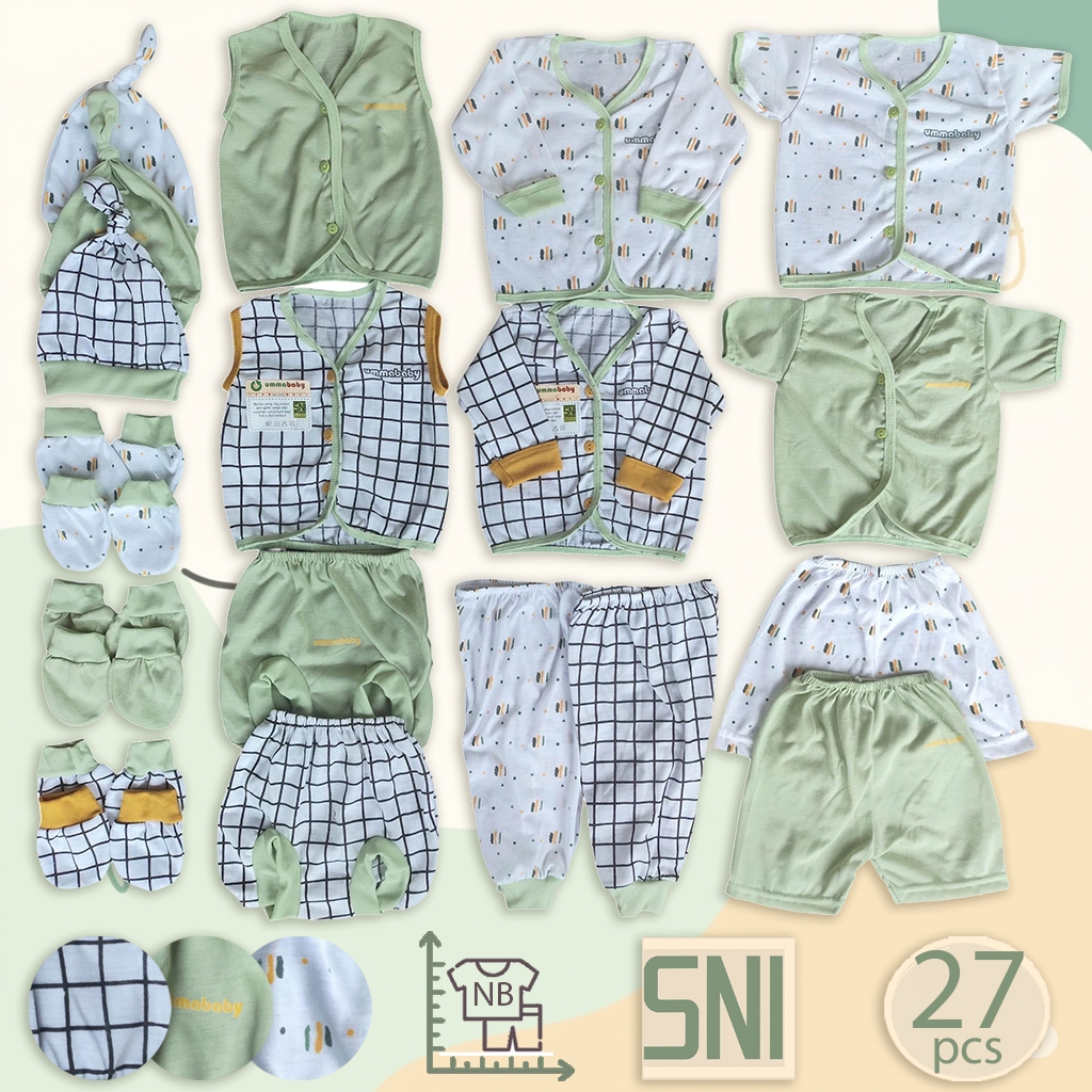 27 ชิ้น เด็กแรกเกิด SNI ชุดของขวัญแรกเกิด 0-6 เดือน พร้อมหมวก ถุงมือ ถุงเท้า กล่องของขวัญ