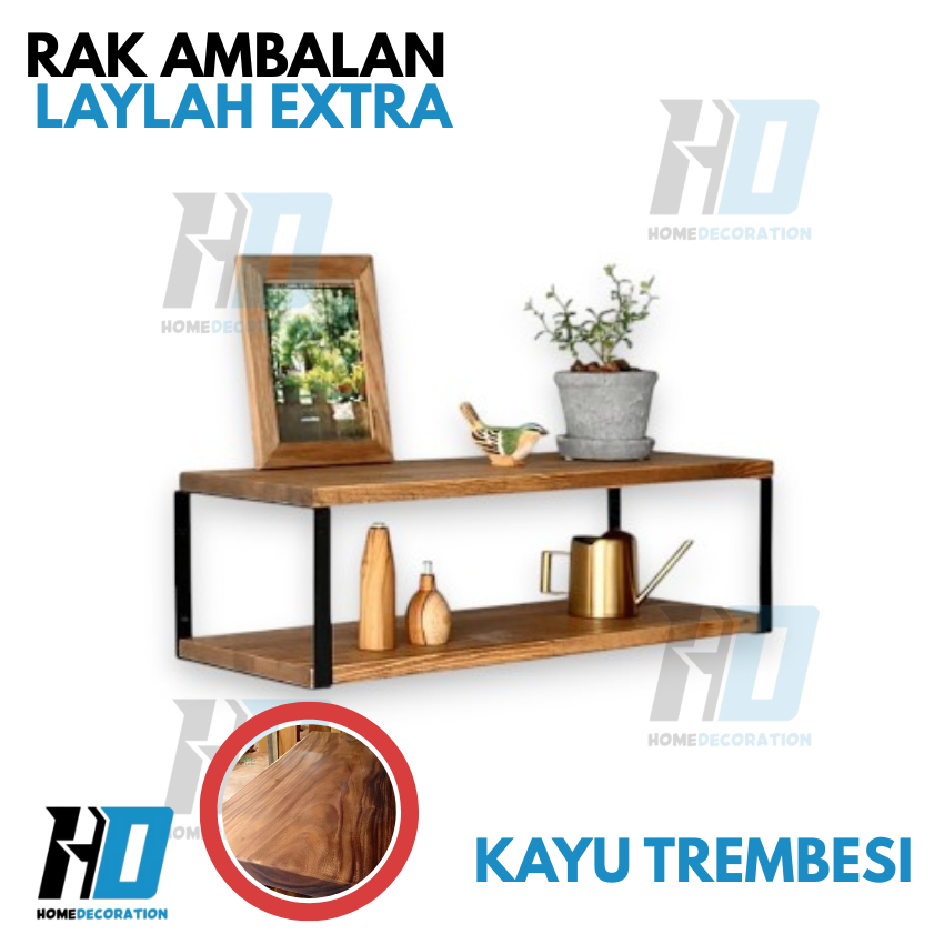Trembesi Wood Wall Shelf, Aesthetic Living Room Wall Decor