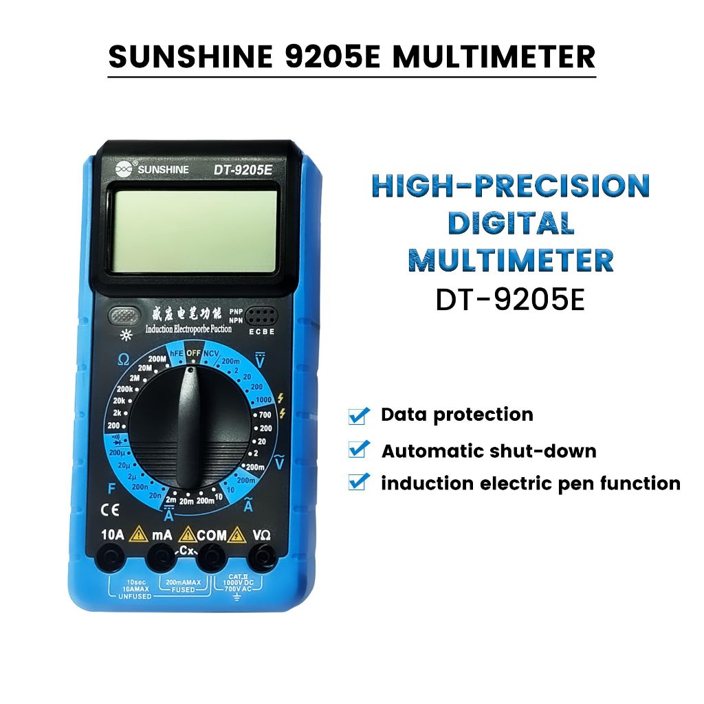 SUNSHINE DT-9205E MULTITESTER / SUNSHINE DT-9205E DIGITAL AVOMETER