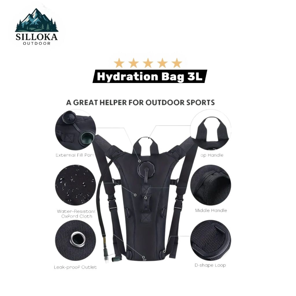 KMS Outdoor Mountaineering Hydration Bag 3L - BL018 - สีดํา