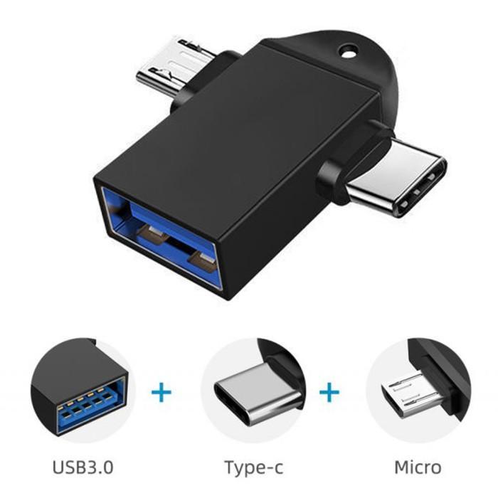 อะแดปเตอร์ OTG 2IN1 V8 MICRO & TYPE C 2 IN 1 CONVERTER ข้อมูลกระแสสลับ USB