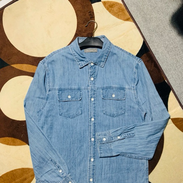 KEMEJA FRJ JEANS เสื้อเชิ้ตยีนส์กระเป๋าคู่ผู้ชาย