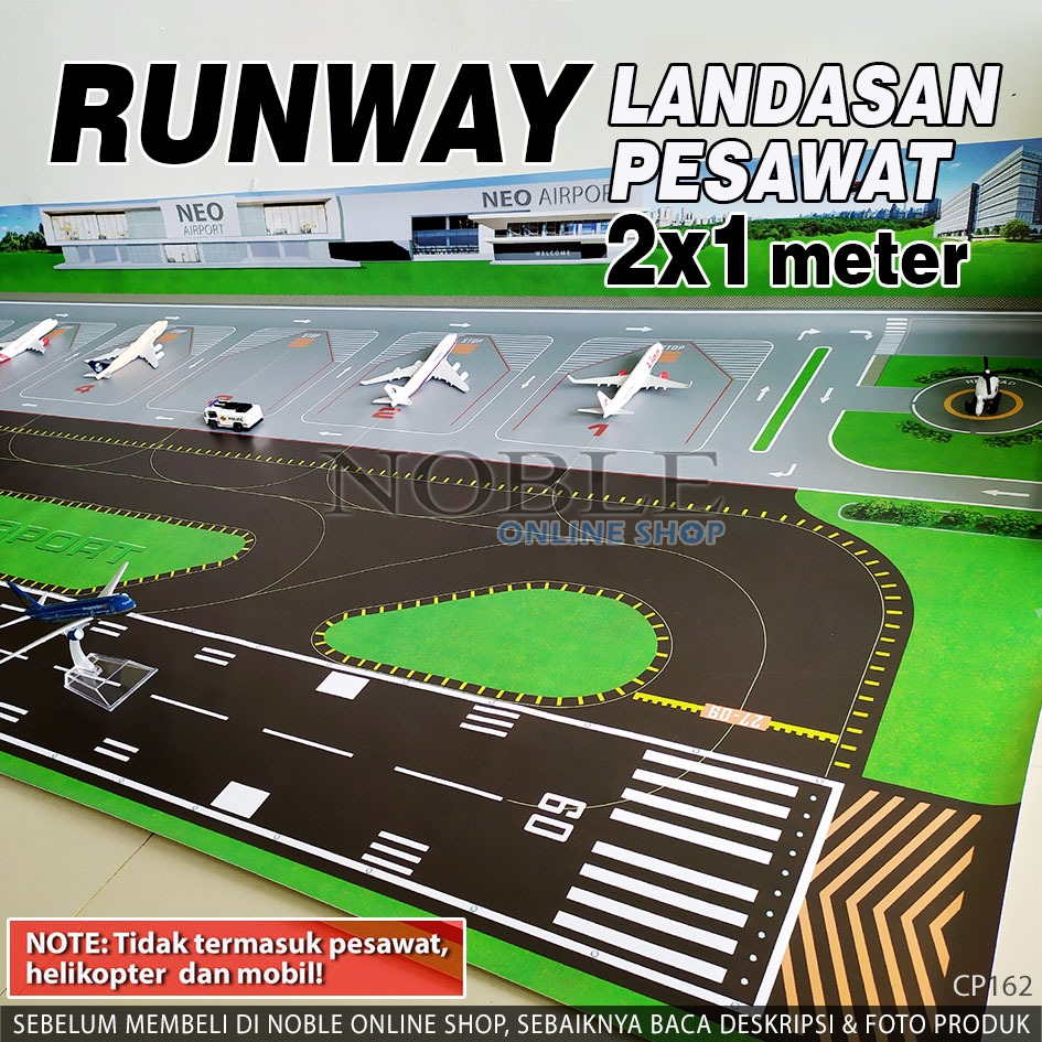 Noble Runway 2x1 เมตรเครื่องบิน Pacu Airport ของเล่น Airport เครื่องบินอุปกรณ์เสริมคอลเลกชัน Diecast