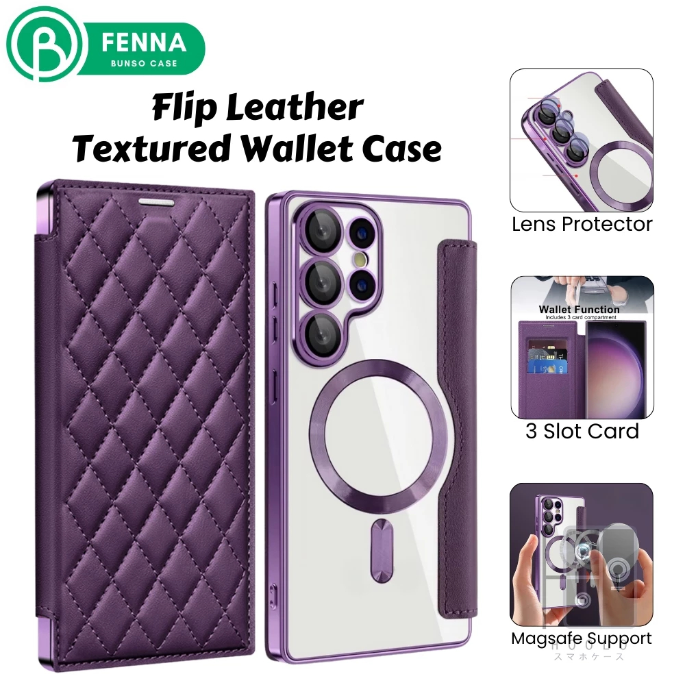 เคสโทรศัพท์หนังพลิก Samsung S21 Ultra | ส22 | S22+ | S23+ Magsafe Leather Case Card Slot Wallet