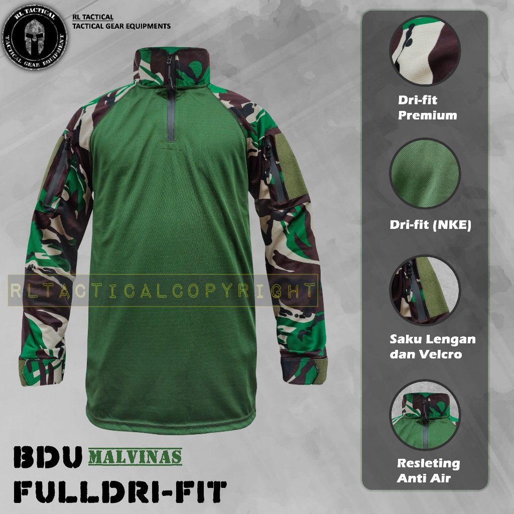 BDU Full Dry Fit เสื้อยืด TNI Molinas ลายหนา - แข็งแรง สบาย และ Anti-Cuaca