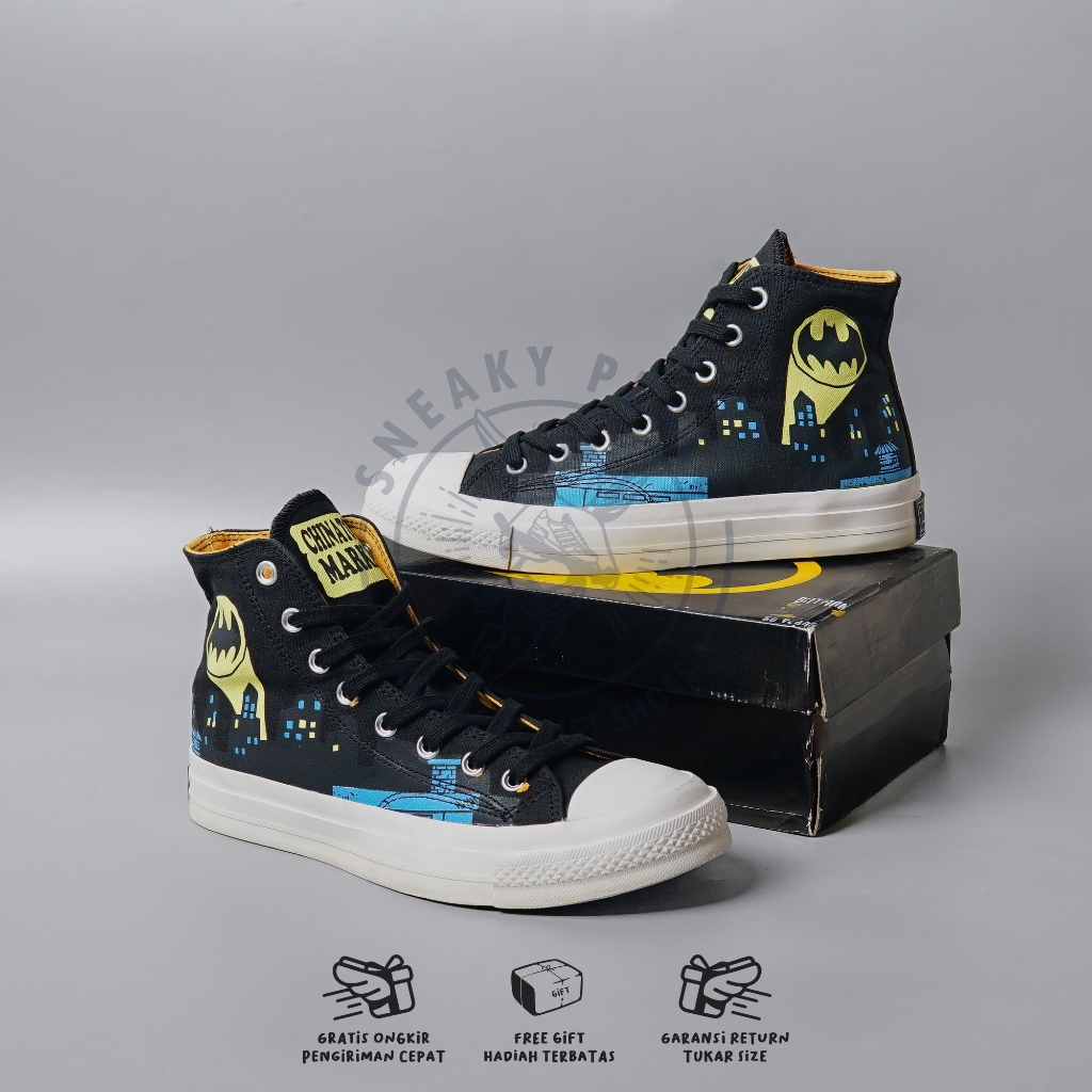Converse 70s High Style Black White Batman รองเท้าผ้าใบ Unisex