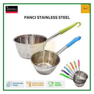 Panci Mie Gagang Warna Warni 14 16 18 CM Stainless Steel Premium / Panci Susu Gayung Stenlis Masak Rebus Air Sayur