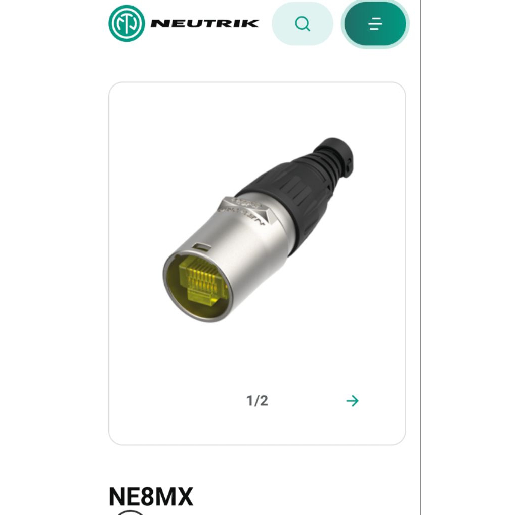 NEUTRIC NE8MX ETHERCON RJ45 LAN JACK CONNECTOR ต่อชิ้นเดิม