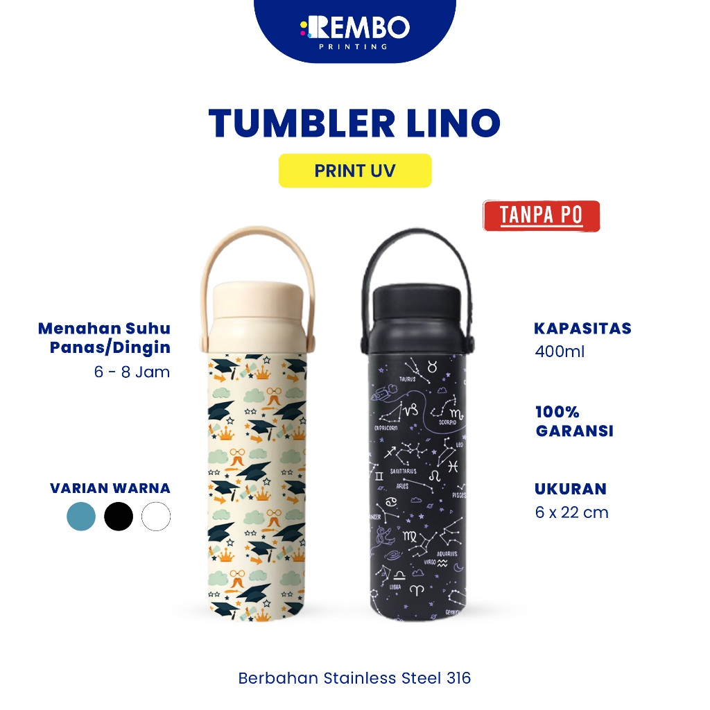 Lino Tumbler / Lino Custom UV Print / UV Print Name / Logo / Photo ของที่ระลึก Tumbler / ขวดที่กําหน