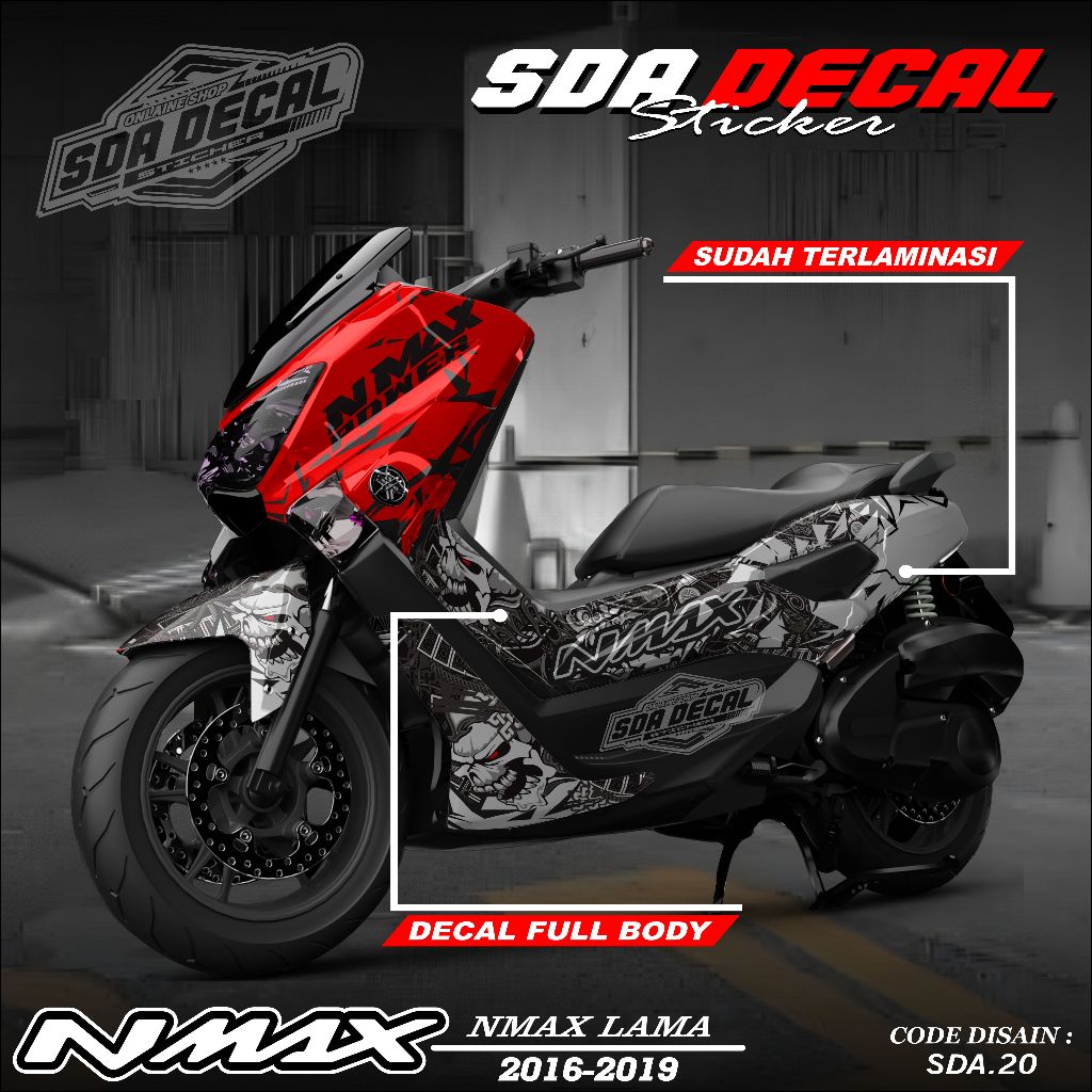 OLD NMAX DECAL 2016 - 2019 - FULL BLOCK STICKER NMAX 2016-2019 - FULL BODY NMAX STICKER SDA.020