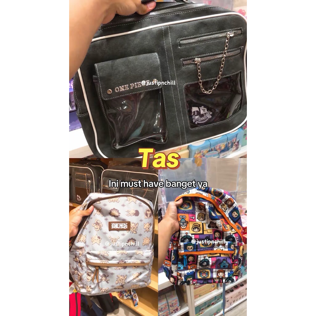 Miniso x One Piece Backpack กระเป๋า Ita กระเป๋าสีสันสดใส กระเป๋าสีน้ําเงิน