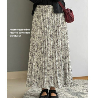 ROK MOTIF BUNGA| ROK BUNGA KOREAN STYLE| ROK PLISKET MOTIF BUNGA