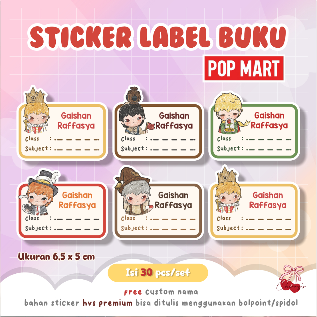 Hirono Pop mart Book Label Sticker Hirono Book Name Label Sticker Hirono Custom Name Sticker