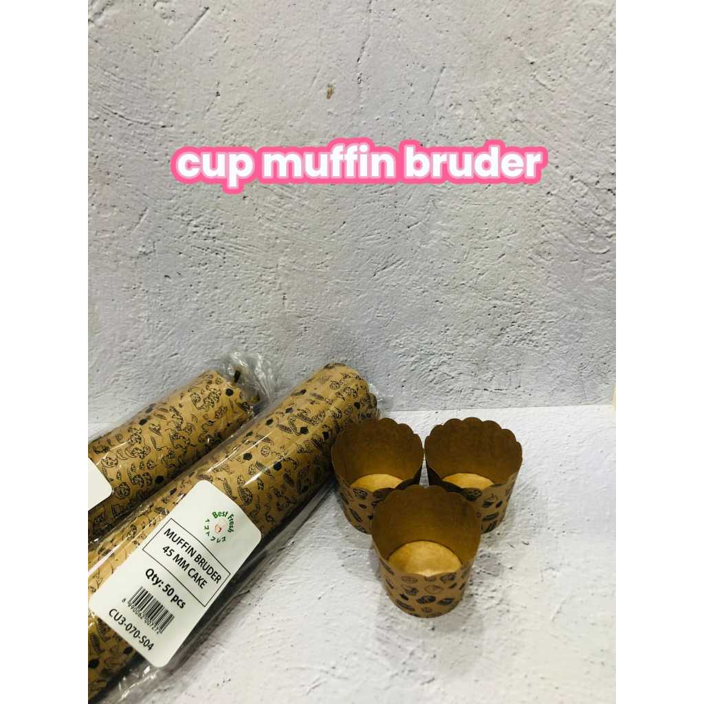 Bruder Muffin Cup Best Fresh Cake Case Round Laminated Motif 45 มม. 25 ชิ้น