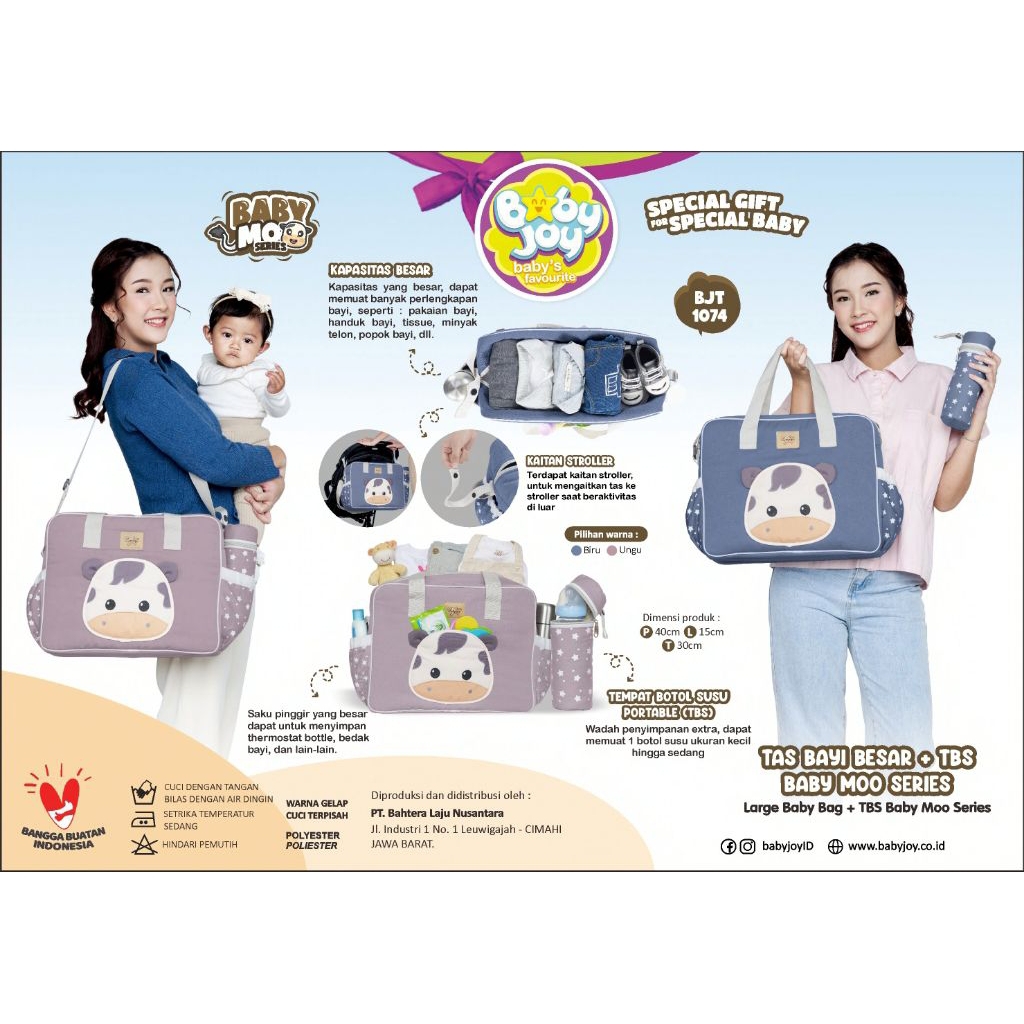 _BABY JOY MEDIUM & LARGE BABY BAG BABY MOO Series BJT1074 / HELIE Series BJT1078