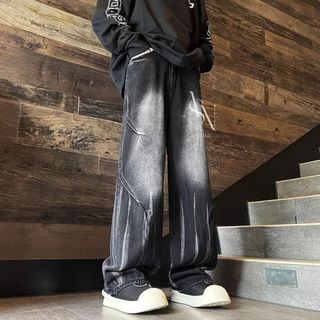 [UNISEX] Terbaru Celana Panjang Bagy Jeans Petir - Celana baggy denim selvedge loose pants Unisex Cewek Cowok Bisa Pakai Warna Hitam