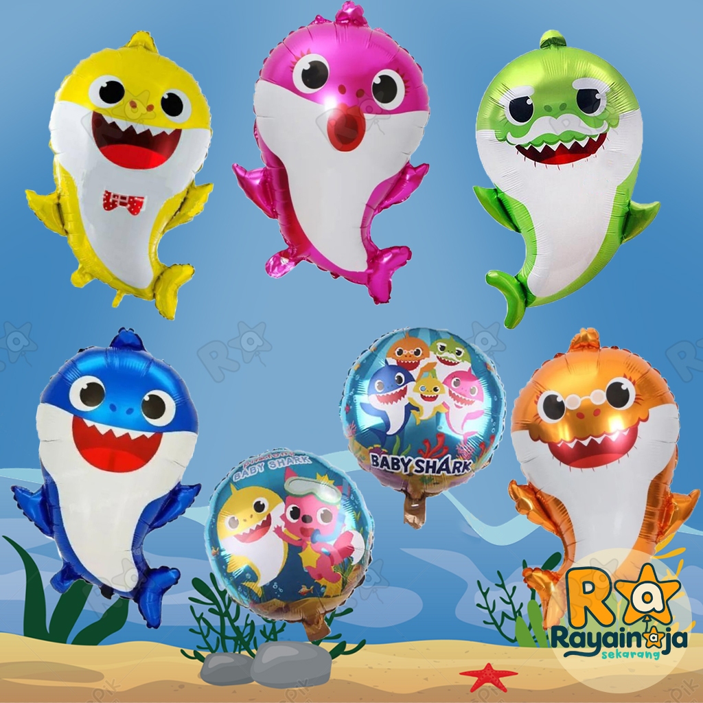 Rayain Aja - Baby Shark Theme Foil Balloon / Jumbo Baby Shark Character Balloon / Baby Shark Birthda
