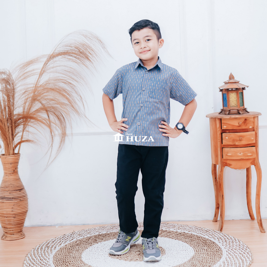 KAMEJA BATIK HUZA - เสื้อเชิ้ตแขนสั้นแขนสั้น HEM AXCEL CHILDREN