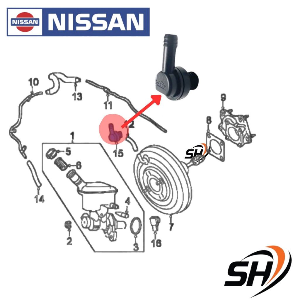 วาล์วเบรค booster ตรวจสอบเบรคสูญญากาศ Booster ปั๊ม Strong กลองวาล์วตรวจสอบ Nissan Latio Almera versa