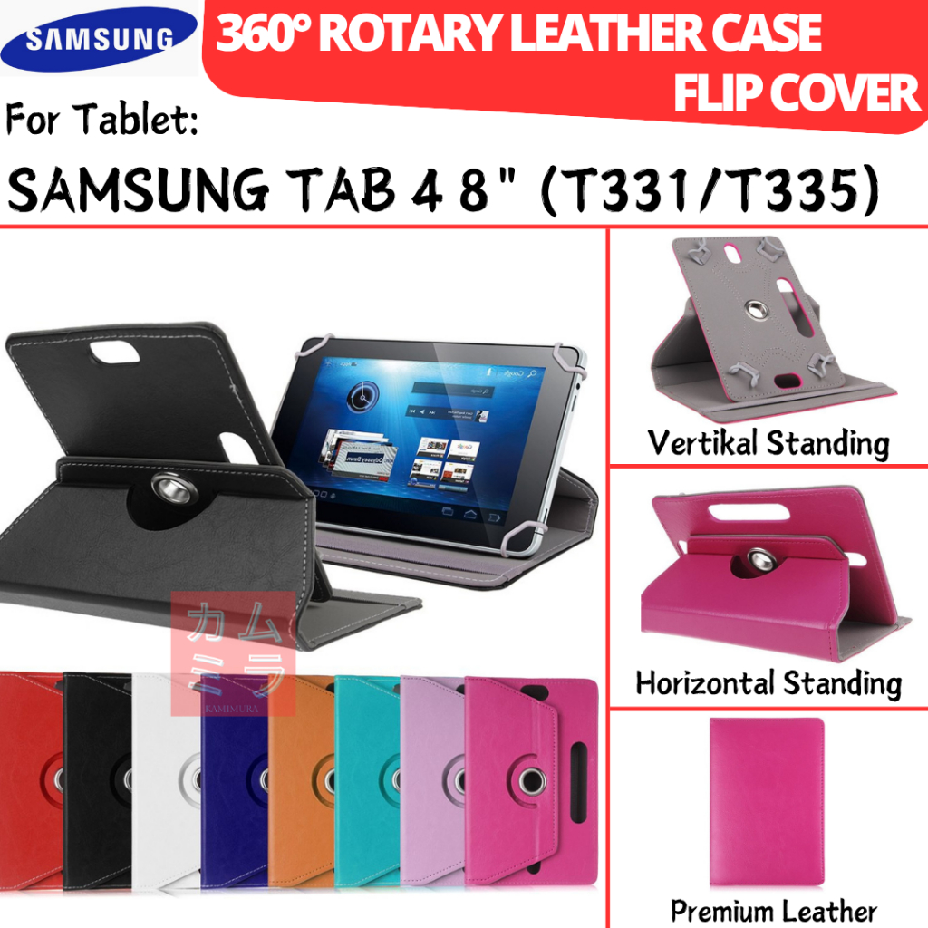 SAMSUNG GALAXY TAB TABLET 4 8 นิ้ว SM T331 T335 ปกหนังสือ 360 ROTATING CASE หนัง FLIP CASING