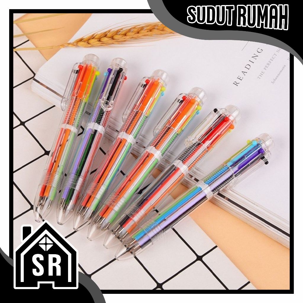 SR Pen 6 สี ปากกาลูกลื่นใส Six-in-One สี S048