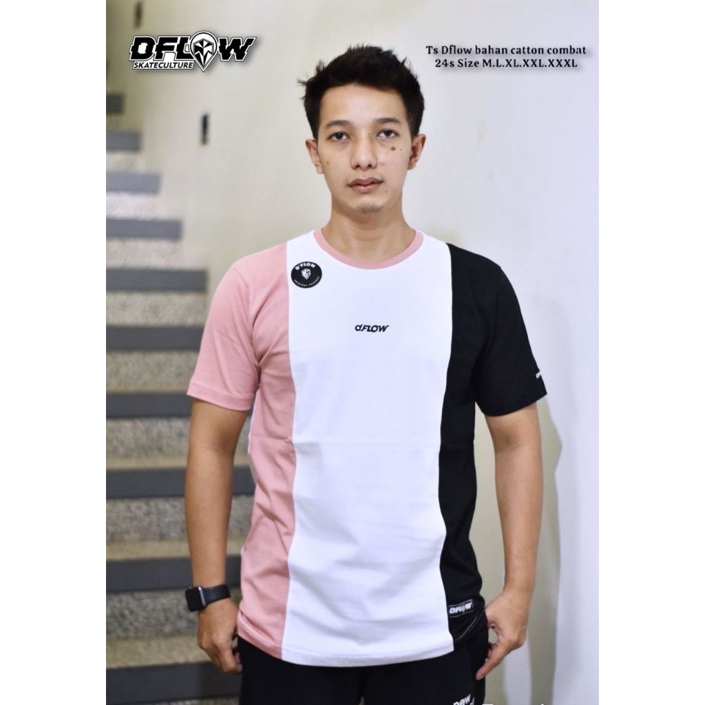 Distro Dflow Tshirt Mens Combed White Salem Black Cotton Combed 24s