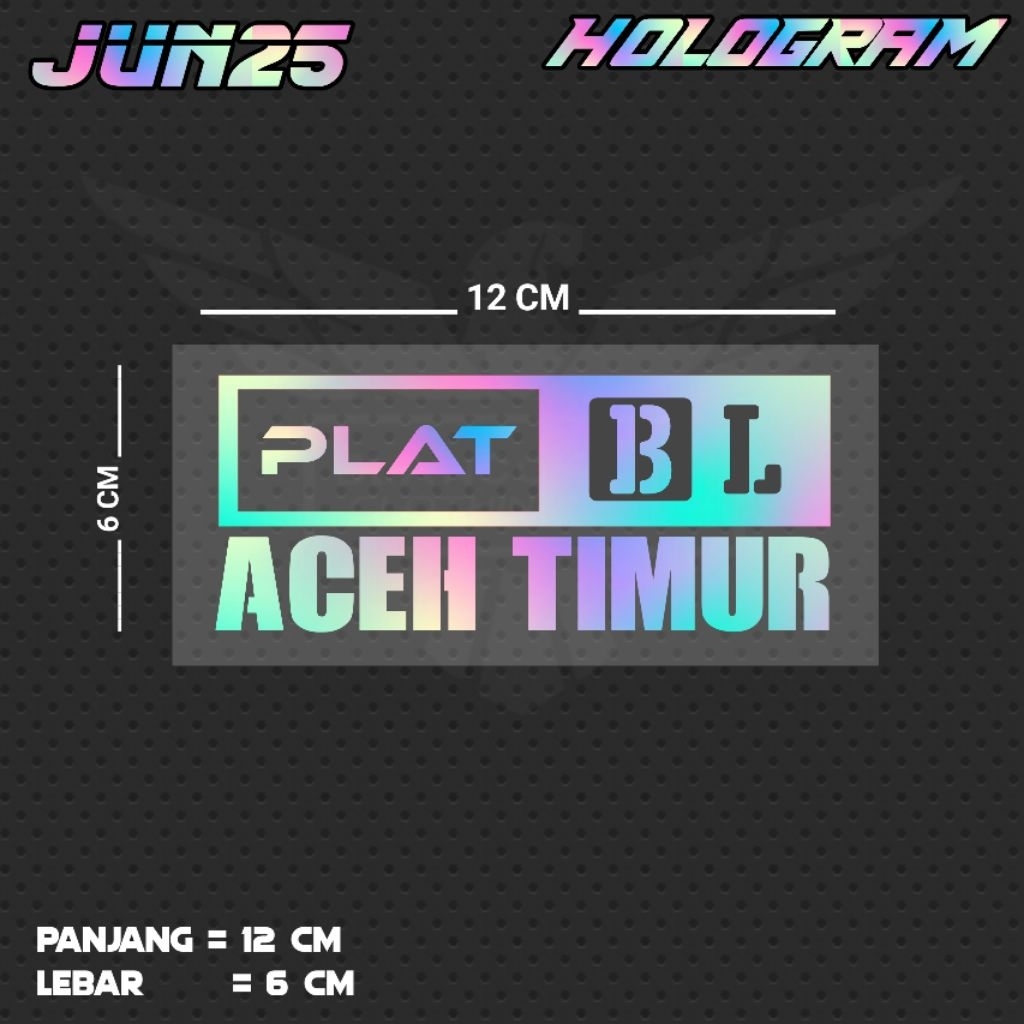 EAST ACEH BL PLATE WRITING CUTTING STICKER / JUN25 ACH
