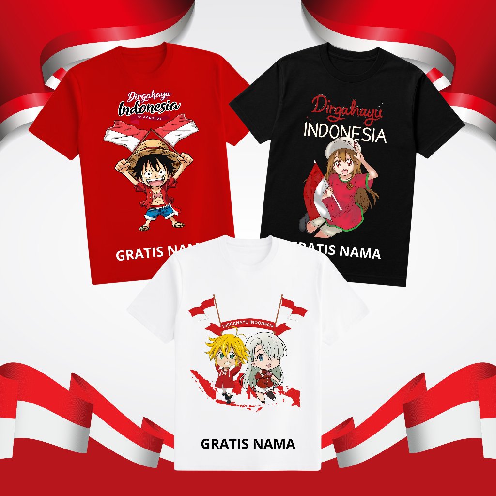 ฟรีชื่อเสื้อผ้าของ CHILDRENS AUGUST INDEPENDENCE CHILDRENS เสื้อยืด AUGUST 17 เด็กชายและสาว ANIME SE