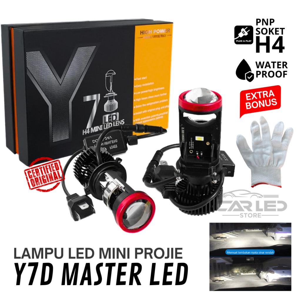 มินิโปรเจคเตอร์ Y7D ไฟ LED สว่างเป็นพิเศษ Y11 H4 100W PREMIUM MASTER LED