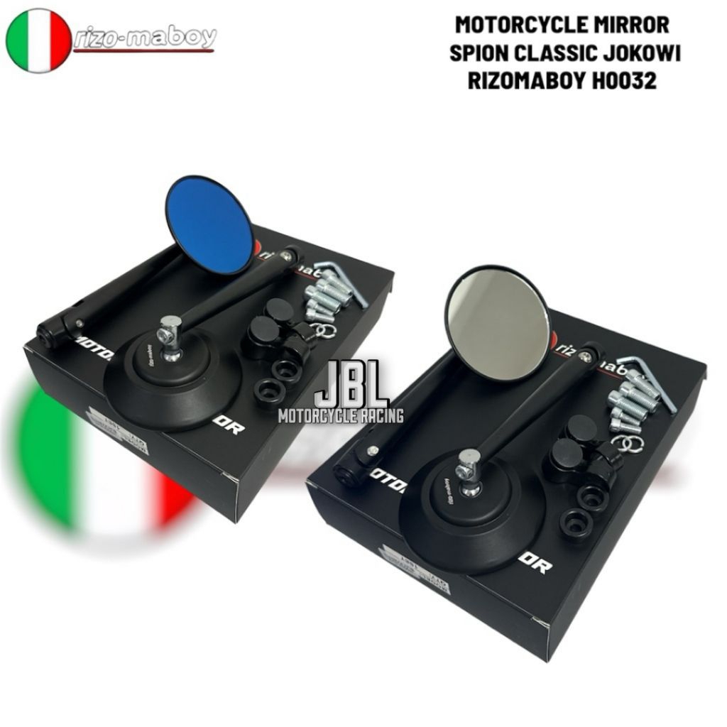 Rizo-maboy Classic CNC Round Mirror Universal White Glass และ Blue Glass เหมาะสําหรับรถจักรยานยนต์ทุ