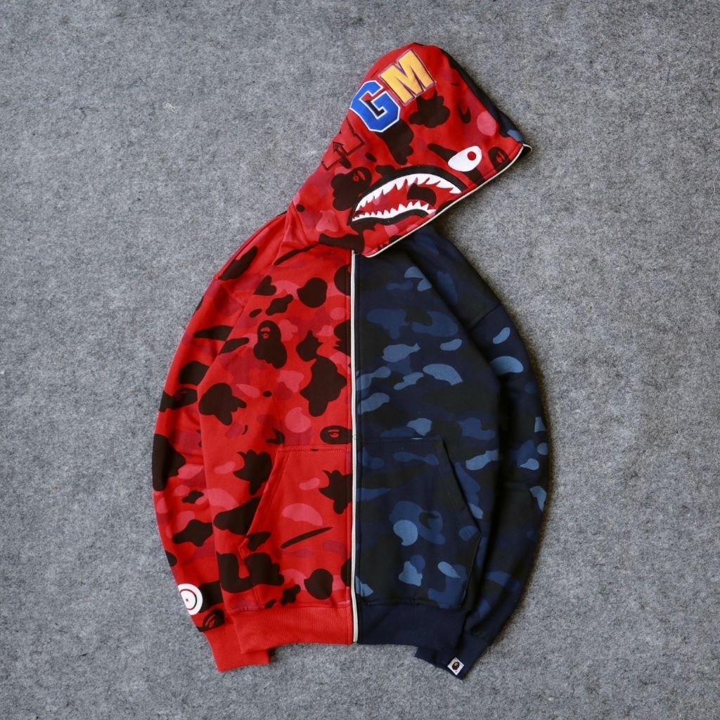 BAPE RED NVY ZIPPER HOODIE