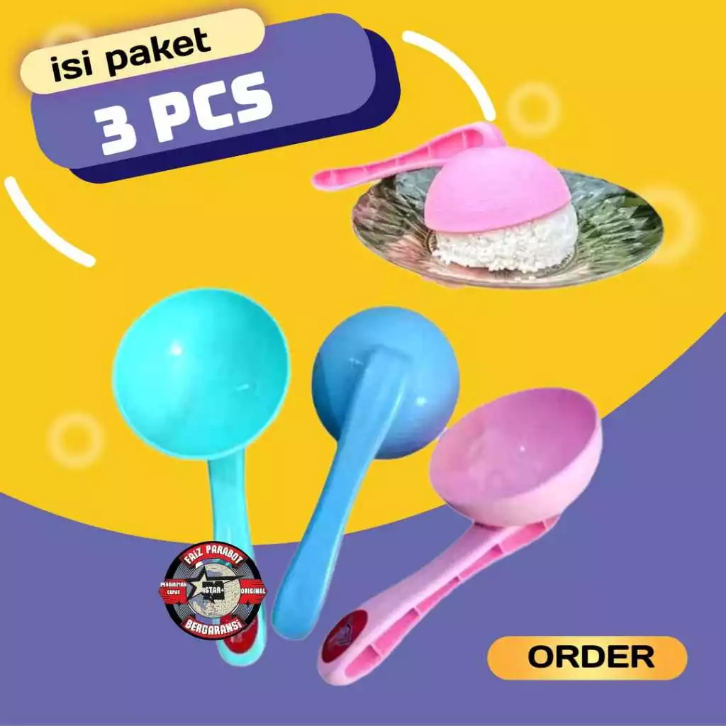 ทัพพีตักข้าวพลาสติกกลม (3 ชิ้น) สําหรับปัง/ข้าว/ข้าวกลม