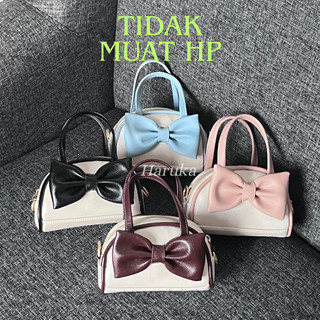HARUKA MINIATUR Tas Selempang Wanita Lucu Model Miniatur dengan Hiasan Pita Ringan dan Praktis Ideal untuk Penggunaan Sehari-hari Ukuran 13.5cm x 6cm x 8.5cm Berat 0.01kg
