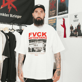 DUNKLER KRIEGER - T-shirt Oversize Heavyweight Cotton 16s 240 GSM - STOPWAR WHITE