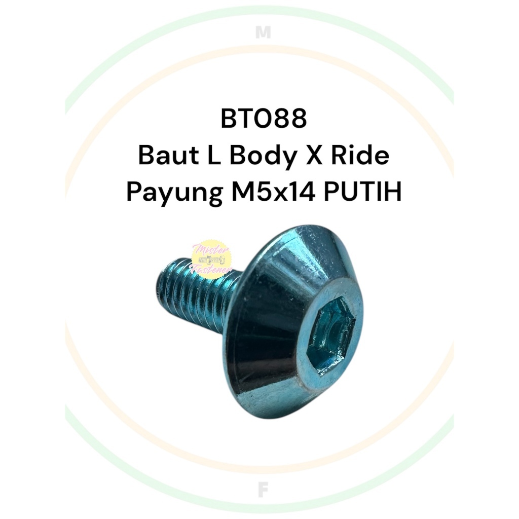 RETAIL Bolt L Cover Body X RIDE Yamaha M5x14 สีขาวร่ม Key L4 Bolt 8 5x14 5 มม.นิกเกิล Bolt L4 Yamaha