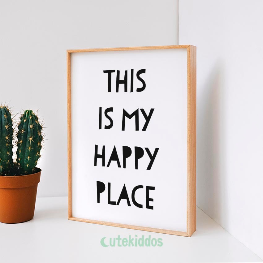 ตกแต่งบ้านน่ารัก Pigura - This Is My Happy Place - Minimalist Home Family Wall Decor