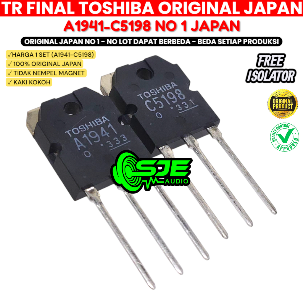 TOSHIBA FINAL ทรานซิสเตอร์ A1941 C5198 JAPAN JAPAN ORIGINAL ORI TR A 1941 C 5198 2SA1941 2C5198