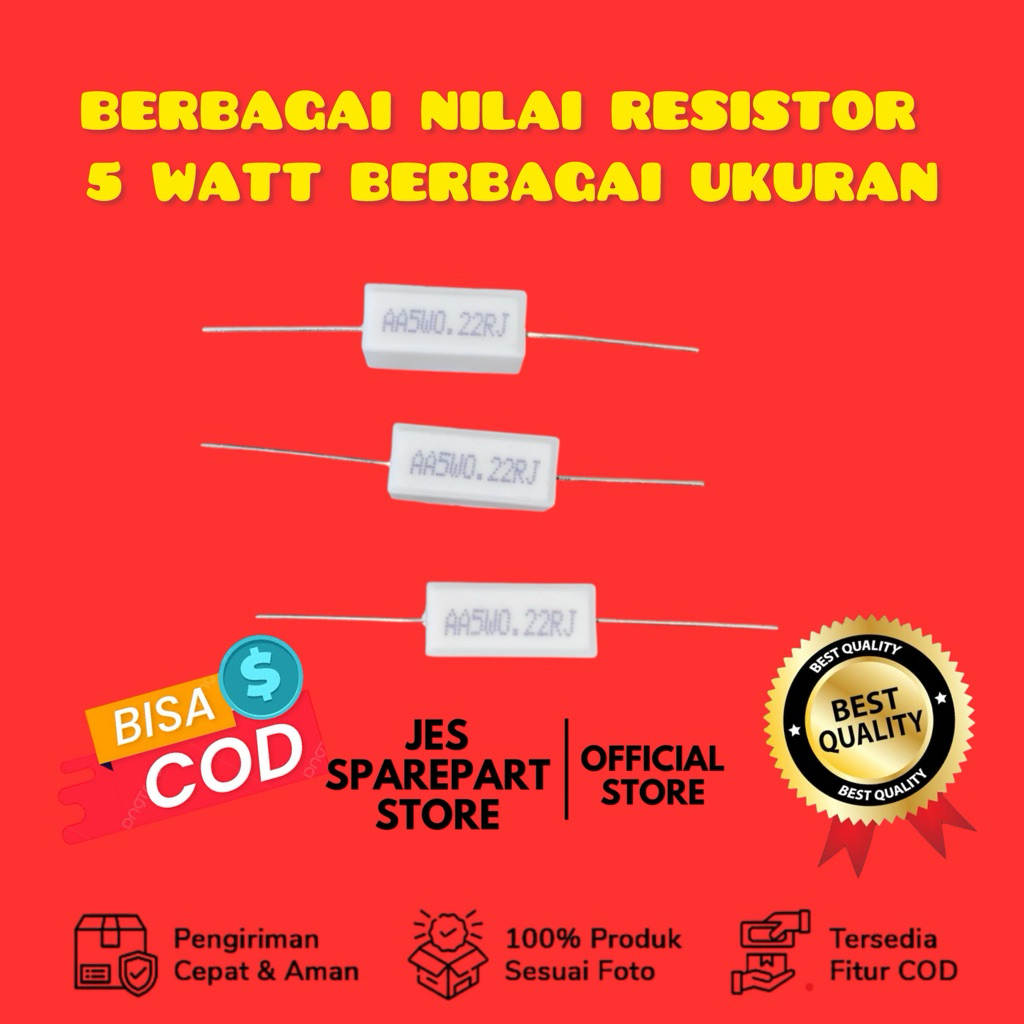 VARIOUS VALUES OF 5 วัตต์ RESISTORS ในขนาดตัวแปร