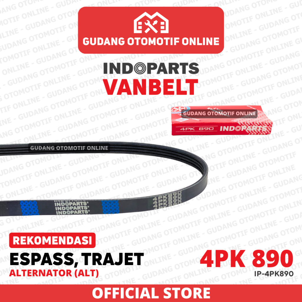 Fanbelt Fanbelt ALT ไดชาร์จ Espass Trajet 4PK 890 Indoparts