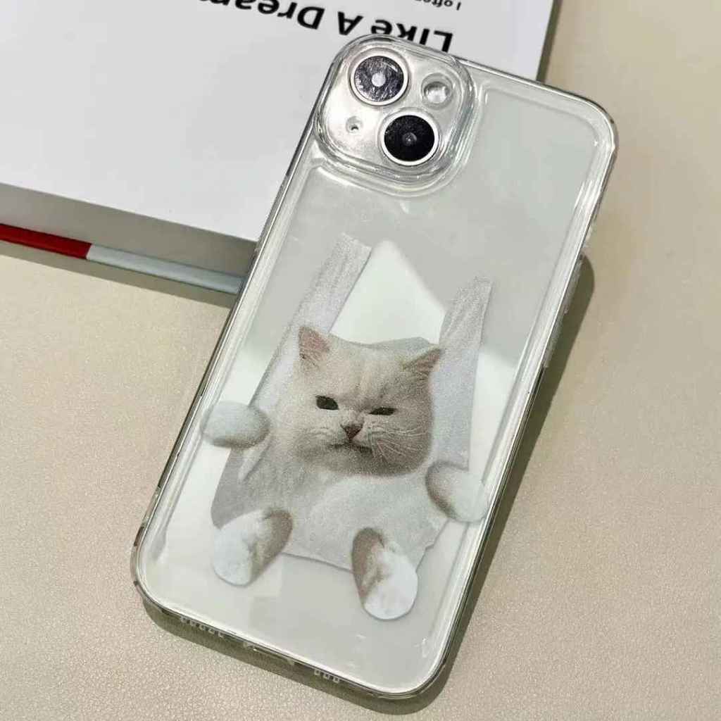 Glossy Clear Case แฟนซีแมวพรีเมี่ยมคู่ปลอกOppo C53 C51 C51S C61 C63 C65 C75 A3X A3 Pro 5G A60 Reno 1