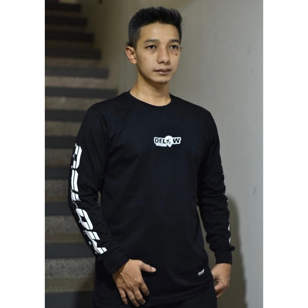 Distro Dflow Black Cotton Combed 24s Long Tshirt