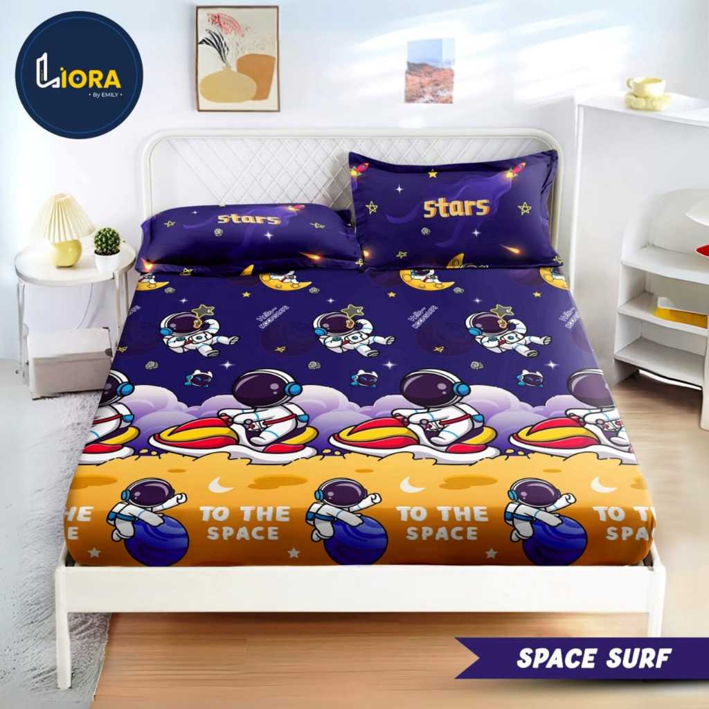 ASTRONOUT SPACE SURF MOTIF BED SHEETS // BOYS BED SHEETS ASTRONOUT CHARACTER MOTIF