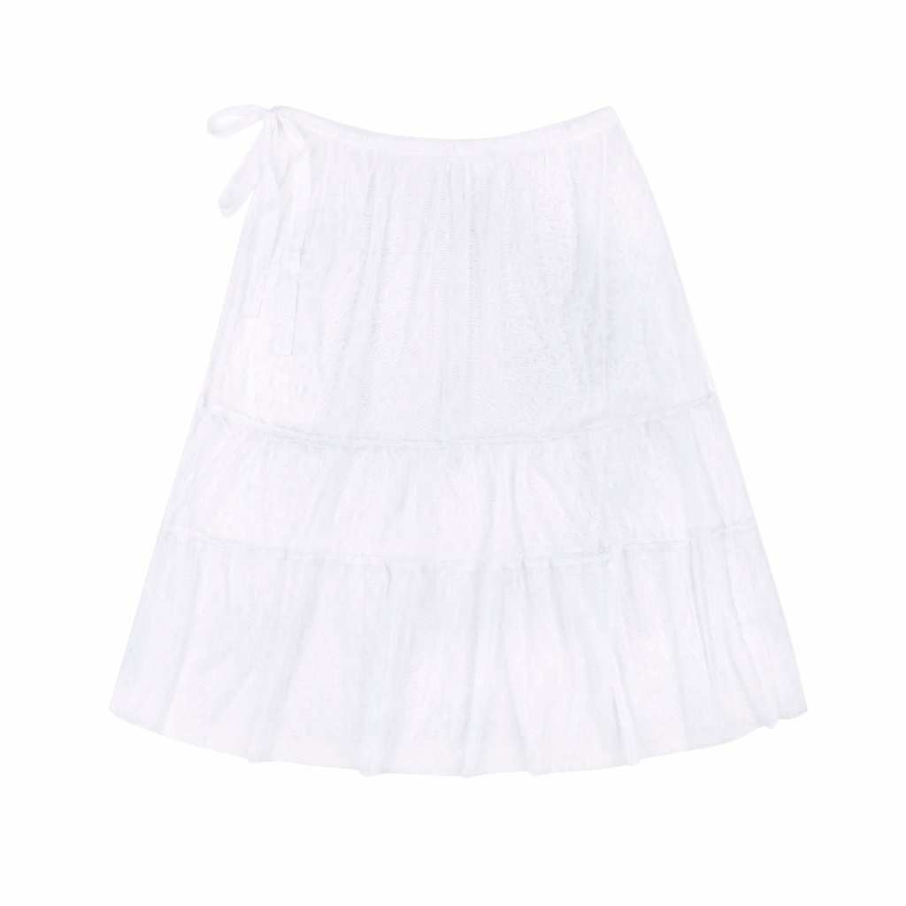 Tome Ame - Ginka Layered Lace Skirt สีขาว - กระโปรงลูกไม้ผู้หญิง