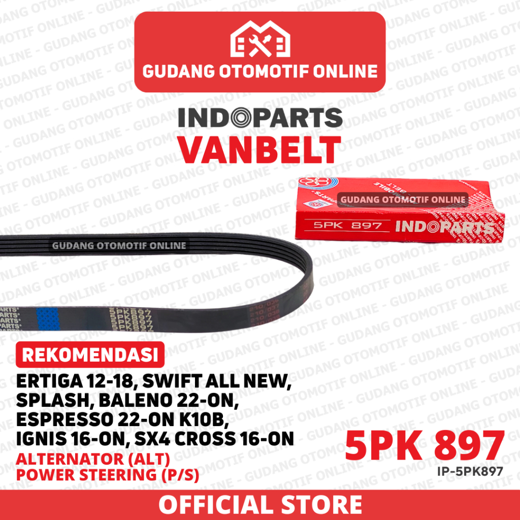 Fanbelt Fanbelt ALT Ertiga Swift All New Splash Baleno Espresso Ignis SX4 Cross 5PK 897 Indoparts