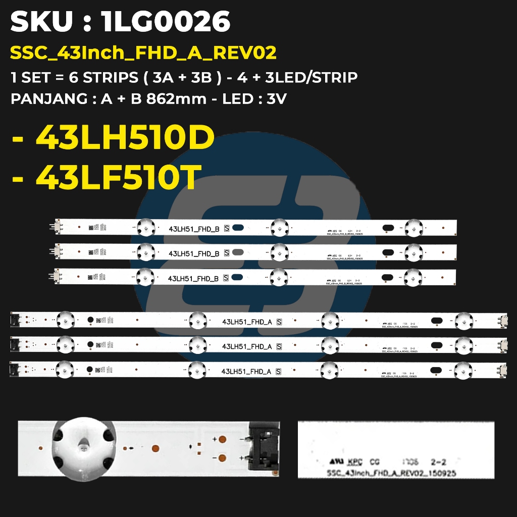 LG 43 นิ้ว 43LH510D 43LF510T แบ็คไลท์ทีวี