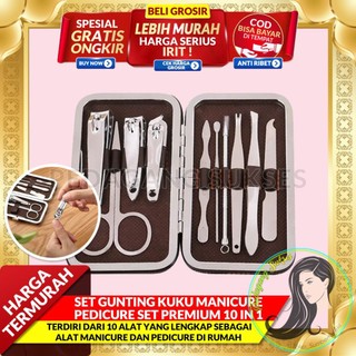 SET GUNTING KUKU MANICURE PEDICURE SET PREMIUM 10 IN 1 -Alat Perawatan Kuku Stainless steel Premium Quality
