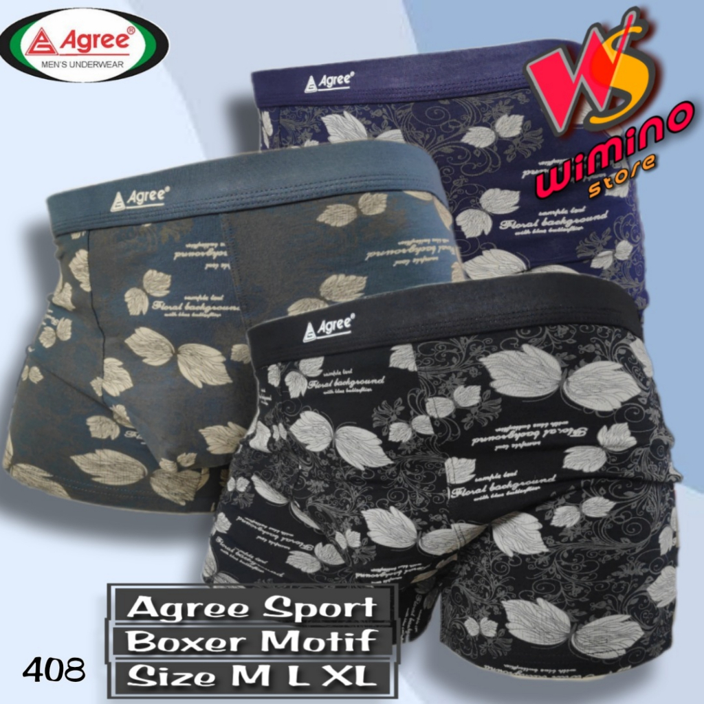 M408 (3 - 6 ชิ้น) Agree กางเกงบ็อกเซอร์ผู้ชาย Size ML XL